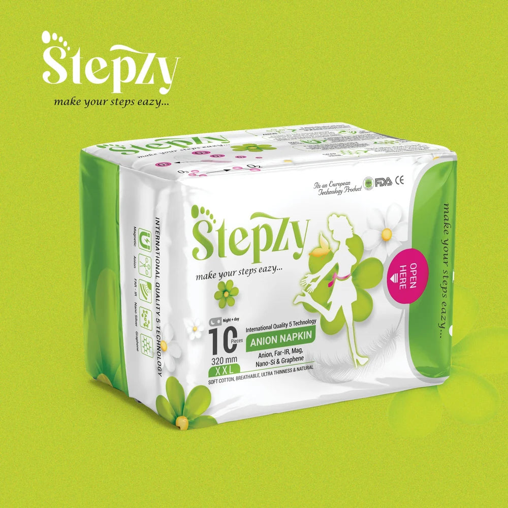 Stepzy Anion Napkin Ultra Soft Organic Cotton Sanitary Pads -